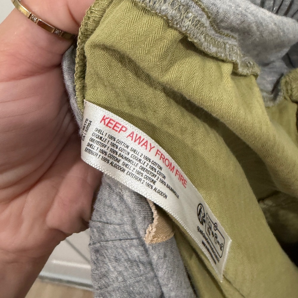 Free People Green Harem Jogger Pants Ruched Baggy Boho Olive Gray Waistband - Picture 11 of 11
